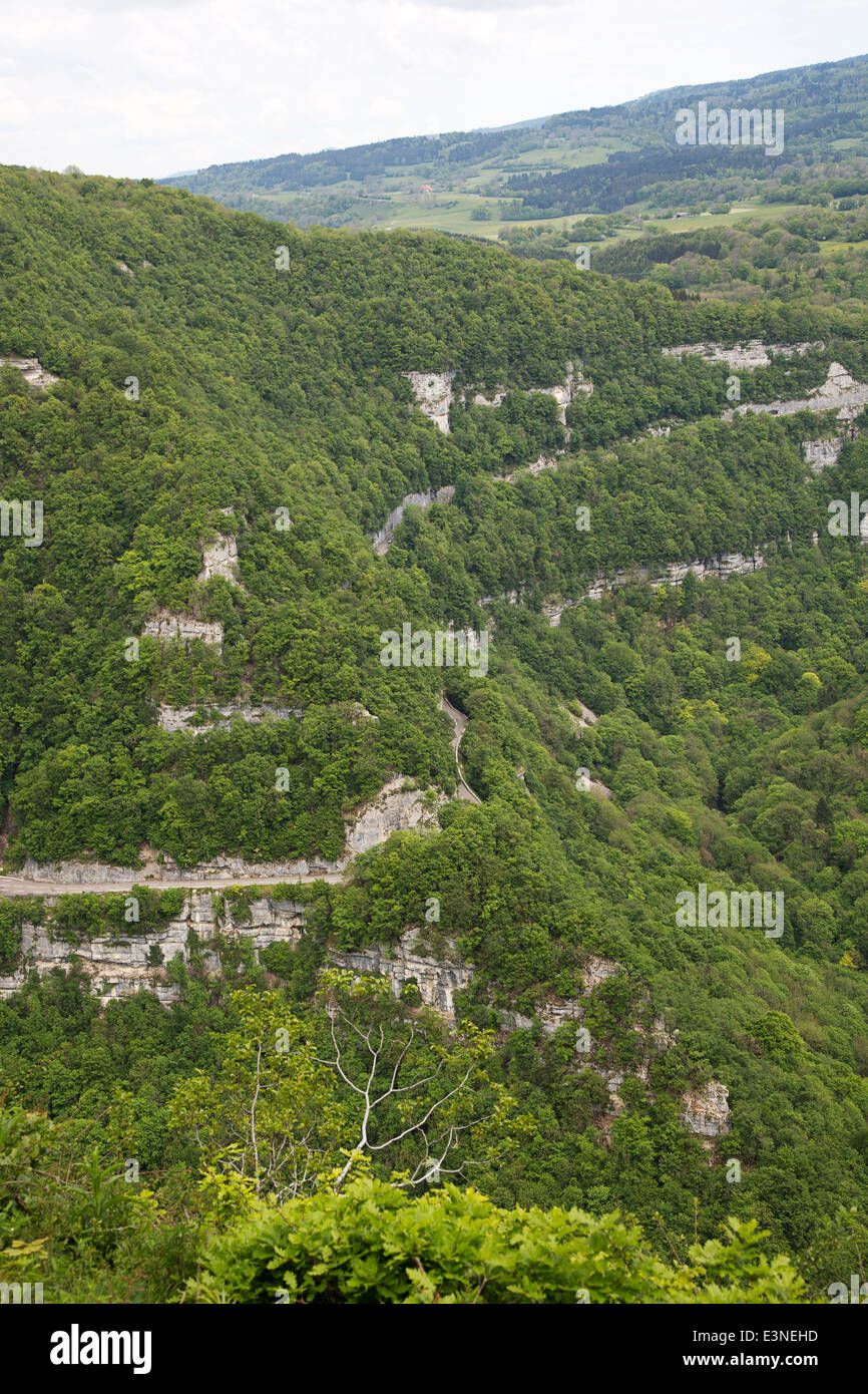 Tipico paesaggio del Giura: Gorges de Nouailles, Franche Comté, Doubs, Francia Foto Stock