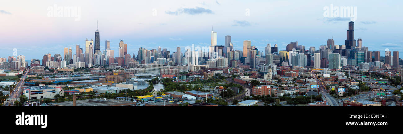 Skyline della città di Chicago, Illinois, Stati Uniti d'America Foto Stock