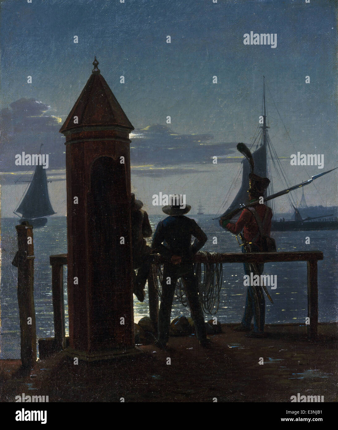 Martinus Rørbye - Vista dalla cittadella bastionata di Copenaghen al chiaro di luna - 1839 - MET Museum - New York Foto Stock