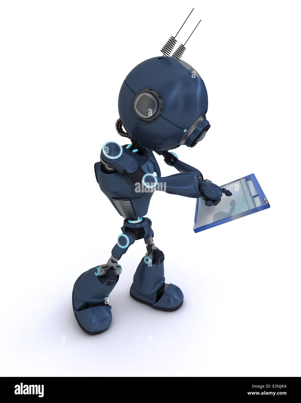 3D Render di un androide con finestra computer Foto Stock