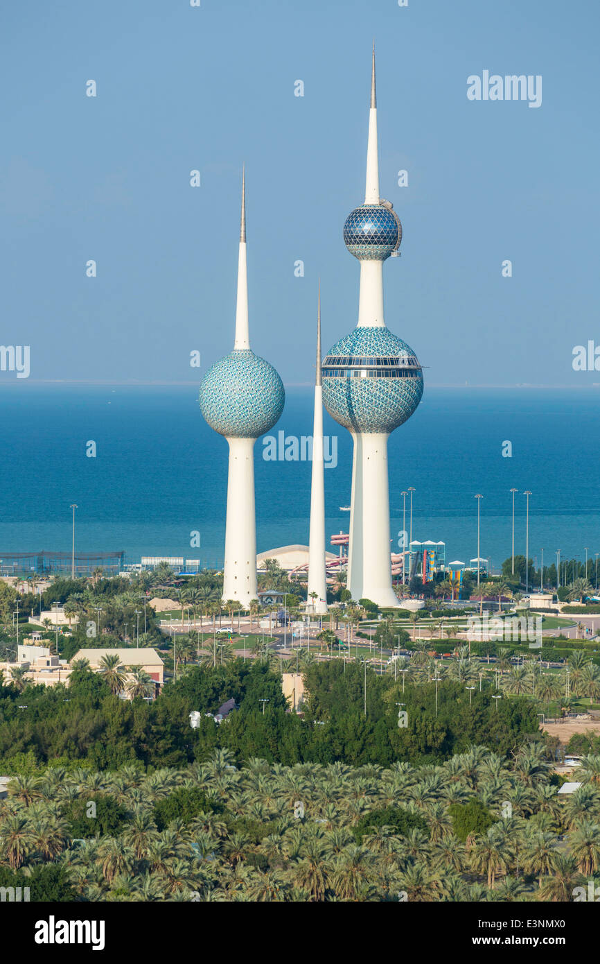 Kuwait Towers, Golfo Arabico Street, Kuwait City, Arabia Foto Stock