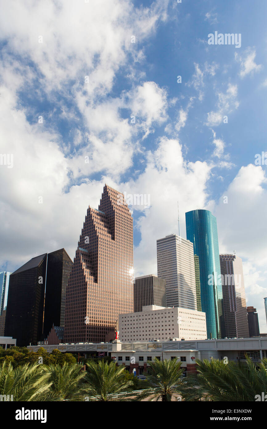 Lo skyline della citta', Houston, Texas, Stati Uniti d'America Foto Stock