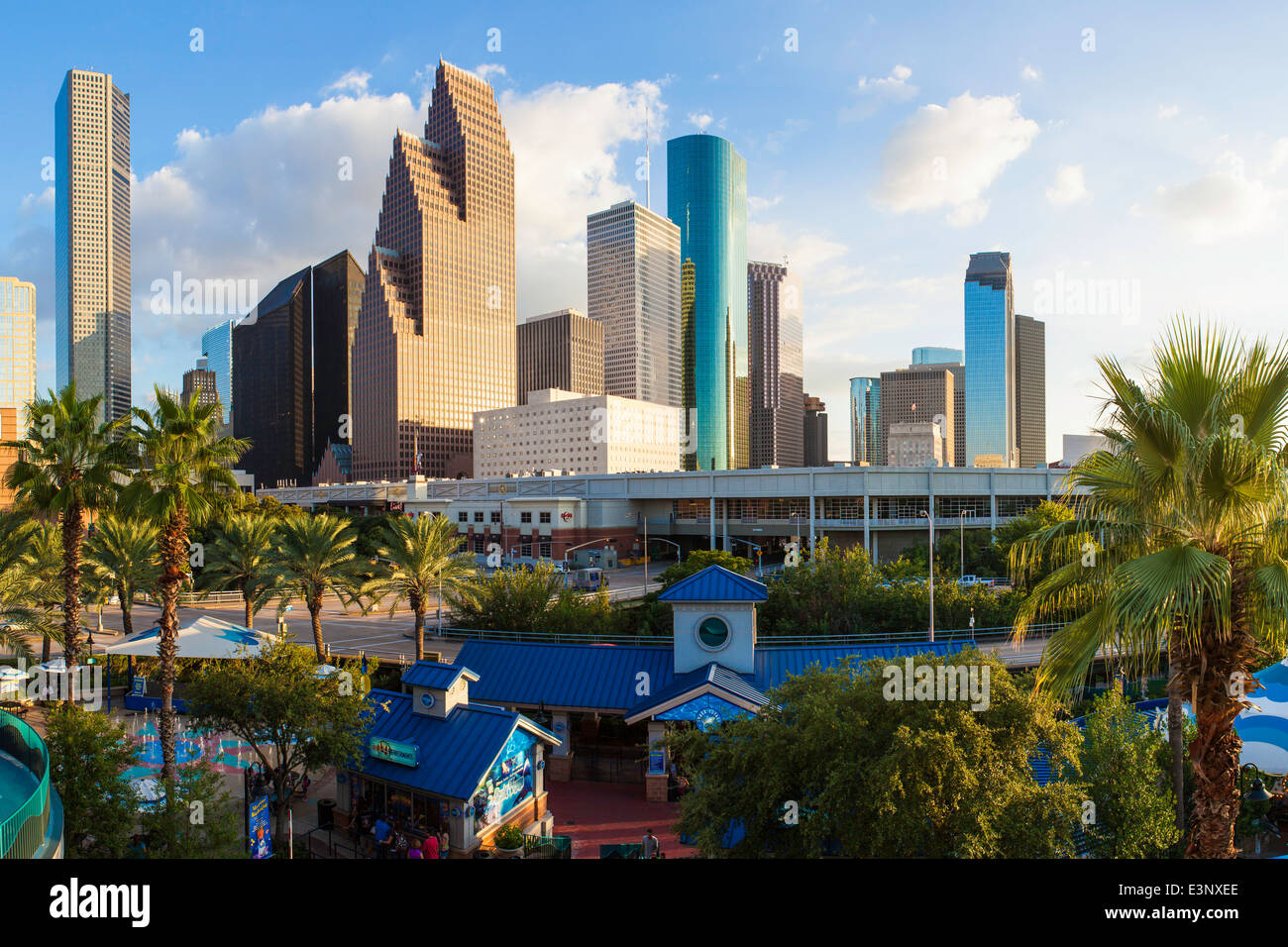 Lo skyline della citta', Houston, Texas, Stati Uniti d'America Foto Stock