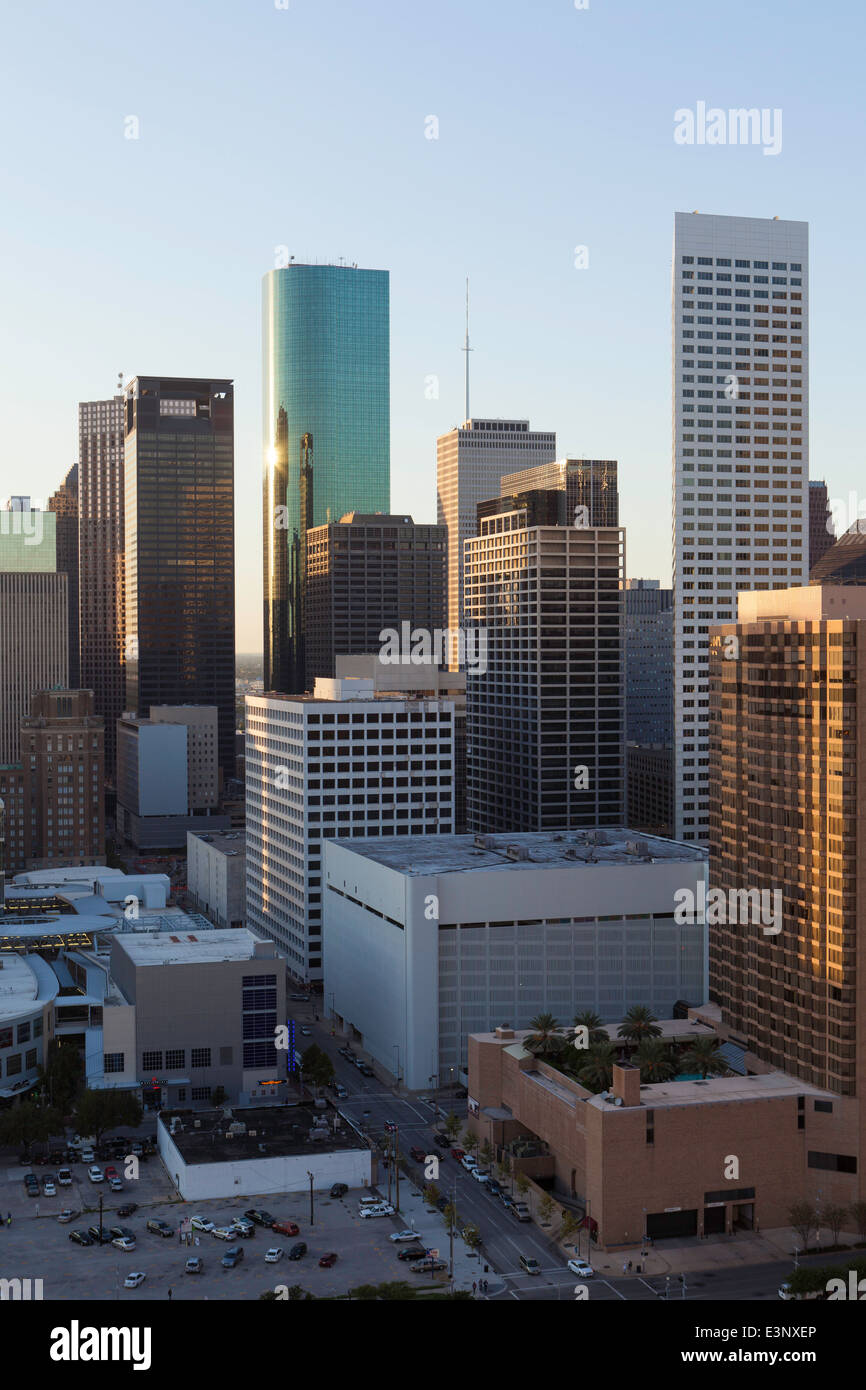 Downtown skyline della città, Houston, Texas, Stati Uniti d'America Foto Stock