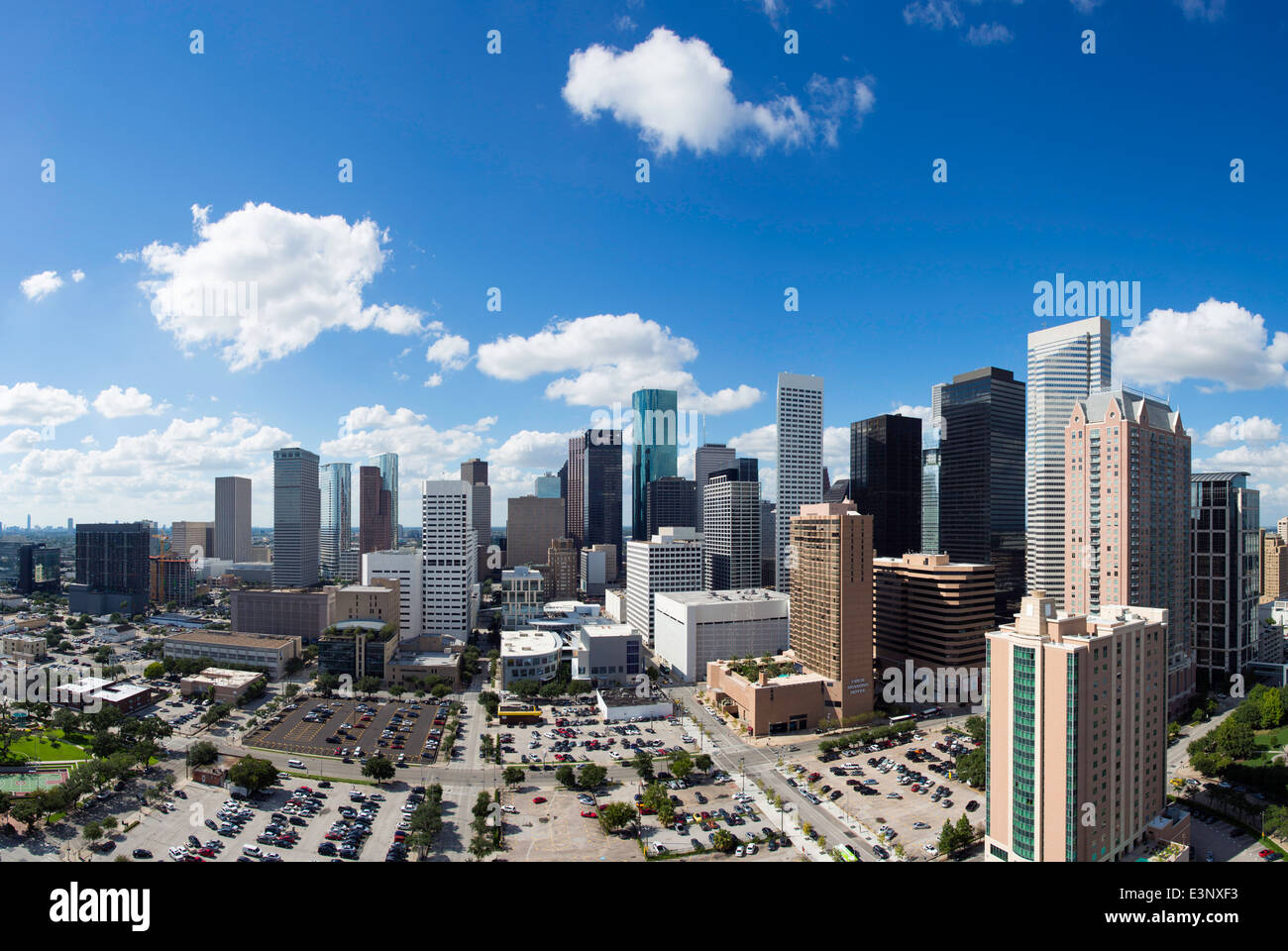 Downtown skyline della città, Houston, Texas, Stati Uniti d'America Foto Stock