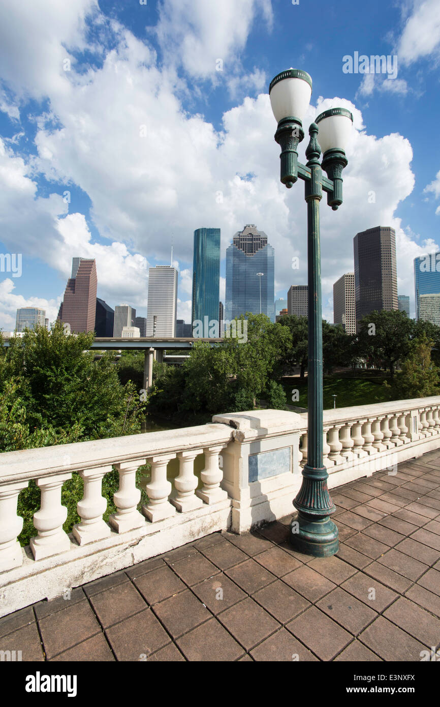 Lo skyline della citta', Houston, Texas, Stati Uniti d'America Foto Stock