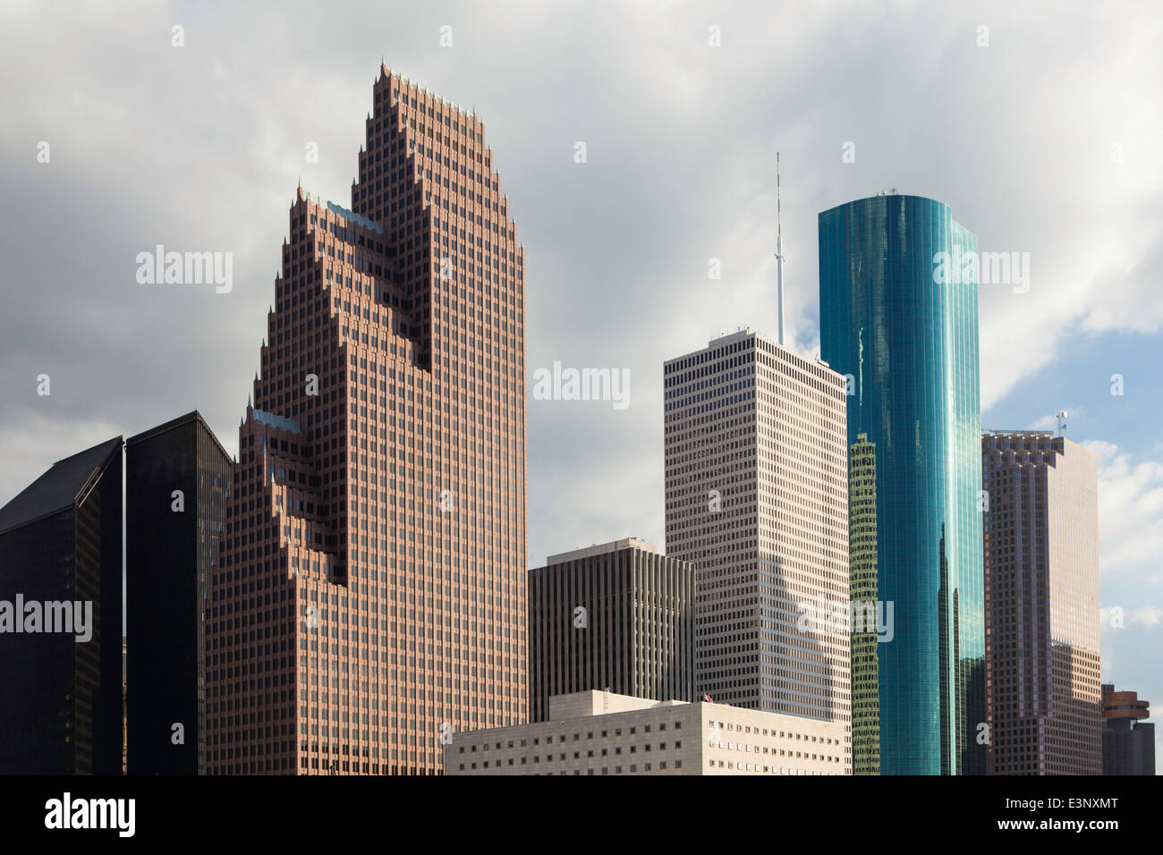 Lo skyline della citta', Houston, Texas, Stati Uniti d'America Foto Stock