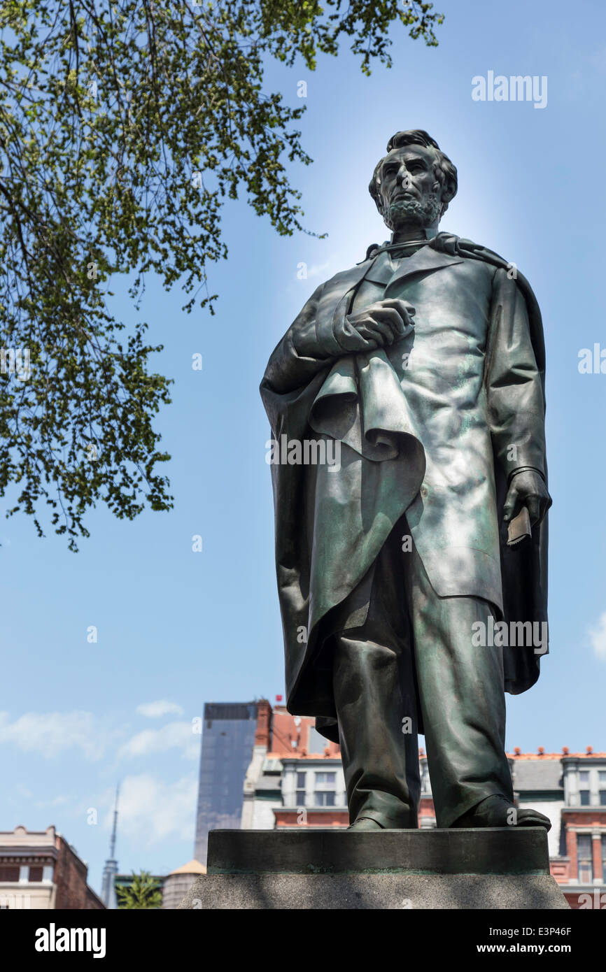 Abraham Lincoln scultura in Union Square Park, New York, Stati Uniti d'America Foto Stock