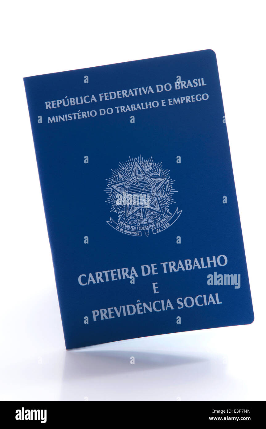 Brasiliano di documento di lavoro e sicurezza sociale documento (Carteira de Trabalho) su sfondo bianco Foto Stock