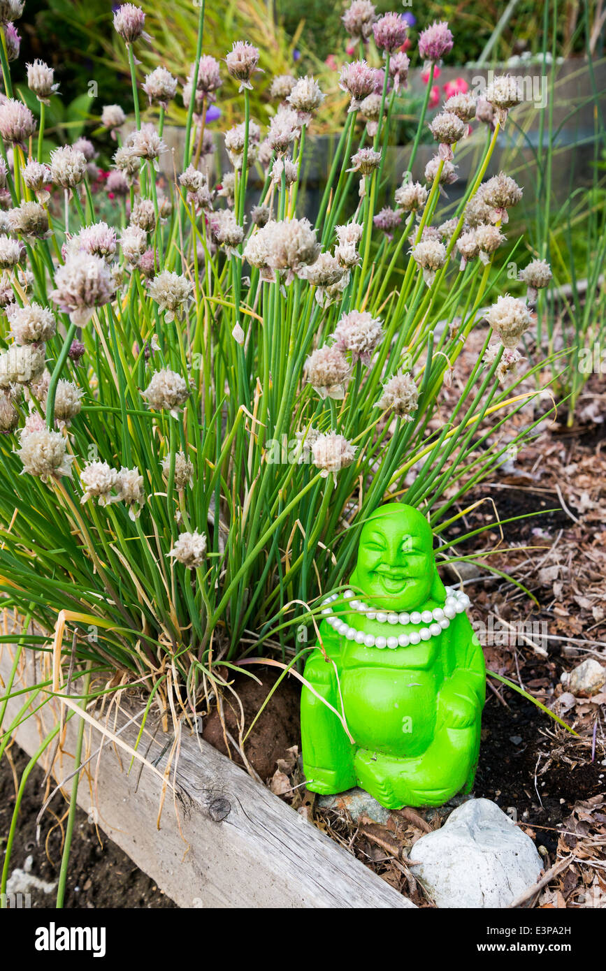 Statua Buddha In Pietra Per Giardino - Stile Orientale Semplice, Abito Dritto, Ornamento