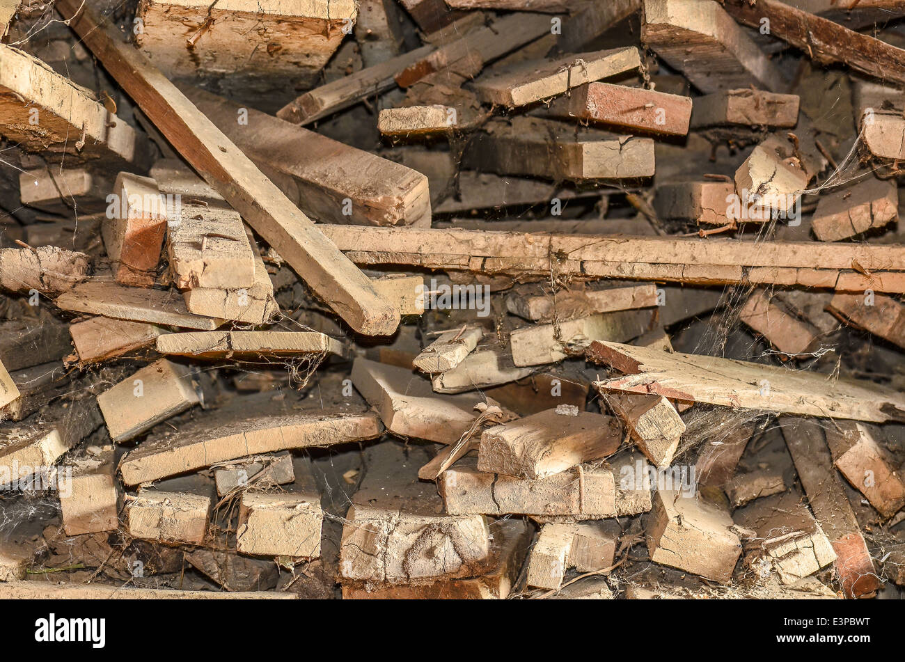 Mucchio di legno dei rifiuti Foto Stock