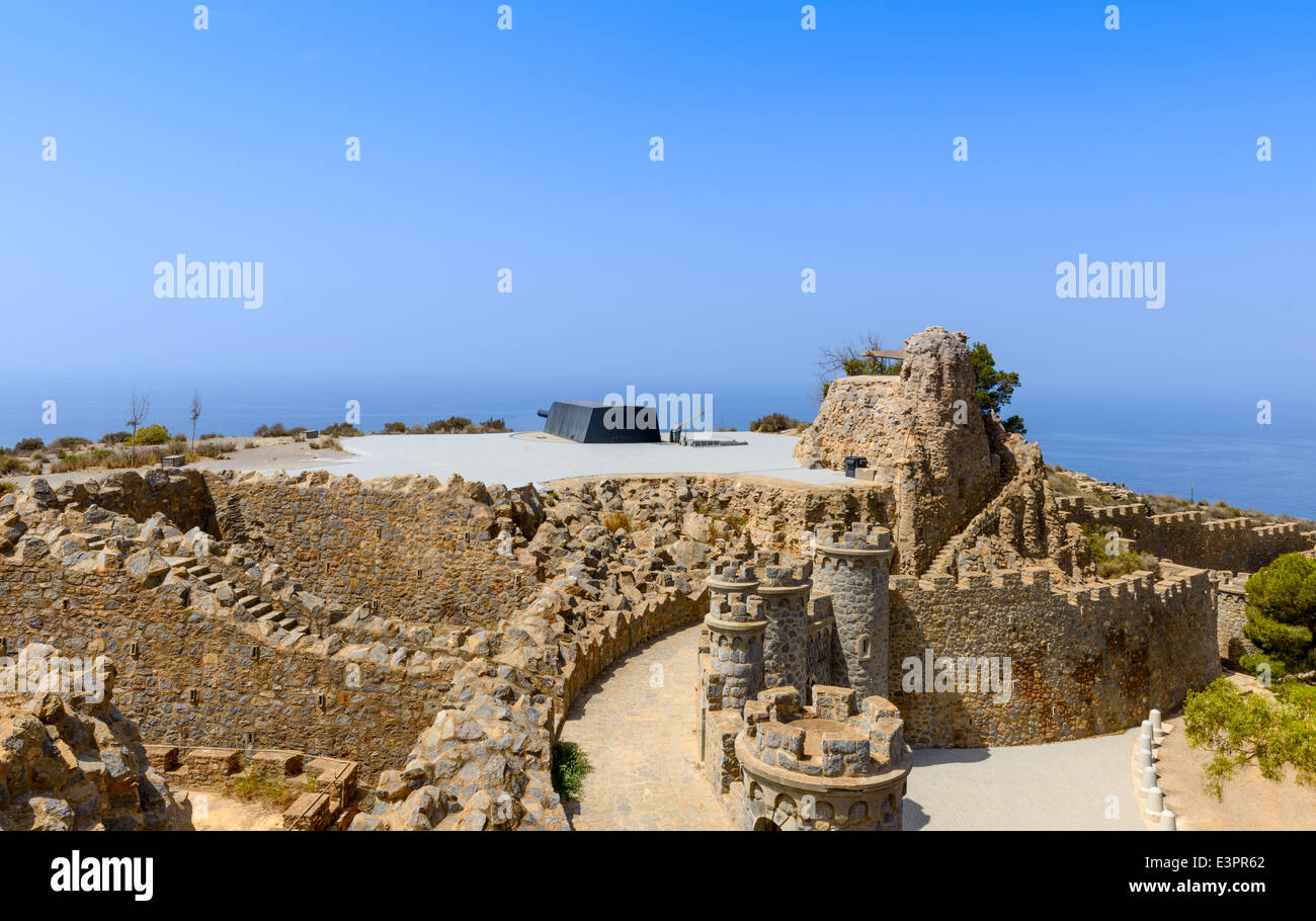 Le batterie della pistola di Castillito Jorel e Altalayon a Cabo Tinoso vicino a Mazarron Murcia Provincia Spagna Foto Stock