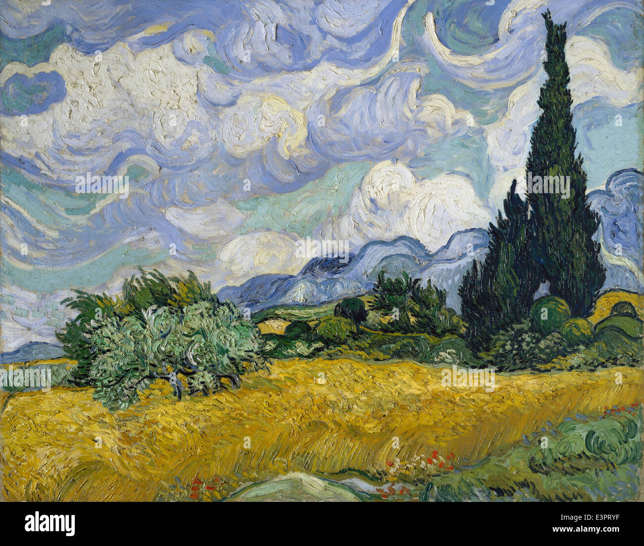 Vincent van Gogh - Campo di grano con cipressi - 1889 - MET Museum - New York Foto Stock