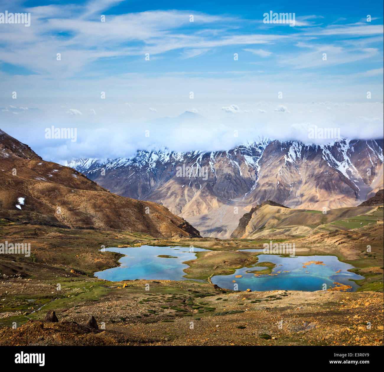 Laghetti di montagna in Spiti Valley in Himalaya. Himachal Pradesh, India Foto Stock