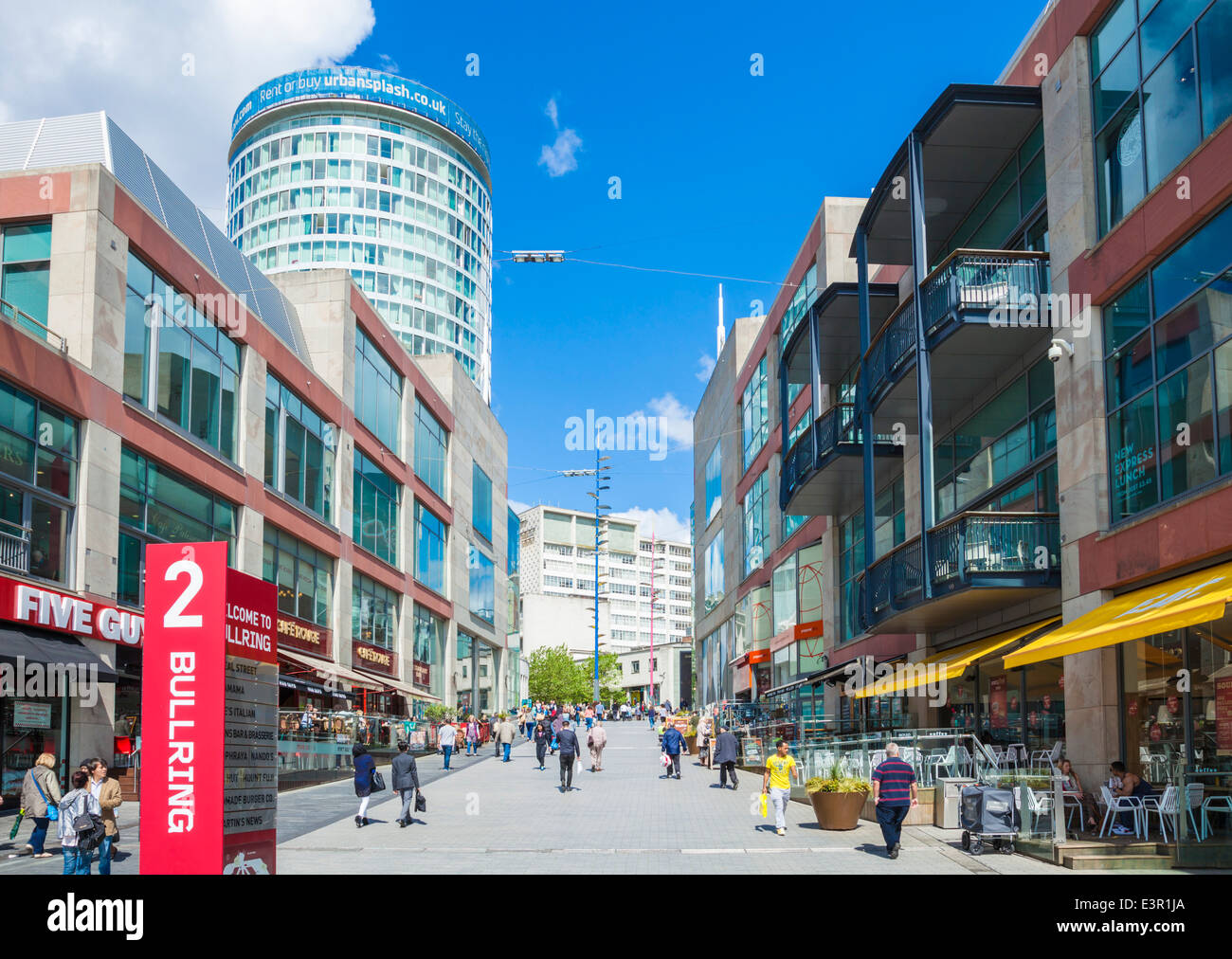 Rotunda e Birmingham Bullring Shopping Centre, Birmingham City Centre, Birmingham, West Midlands, Inghilterra, Regno Unito, GB, Unione Europea, Europa Foto Stock