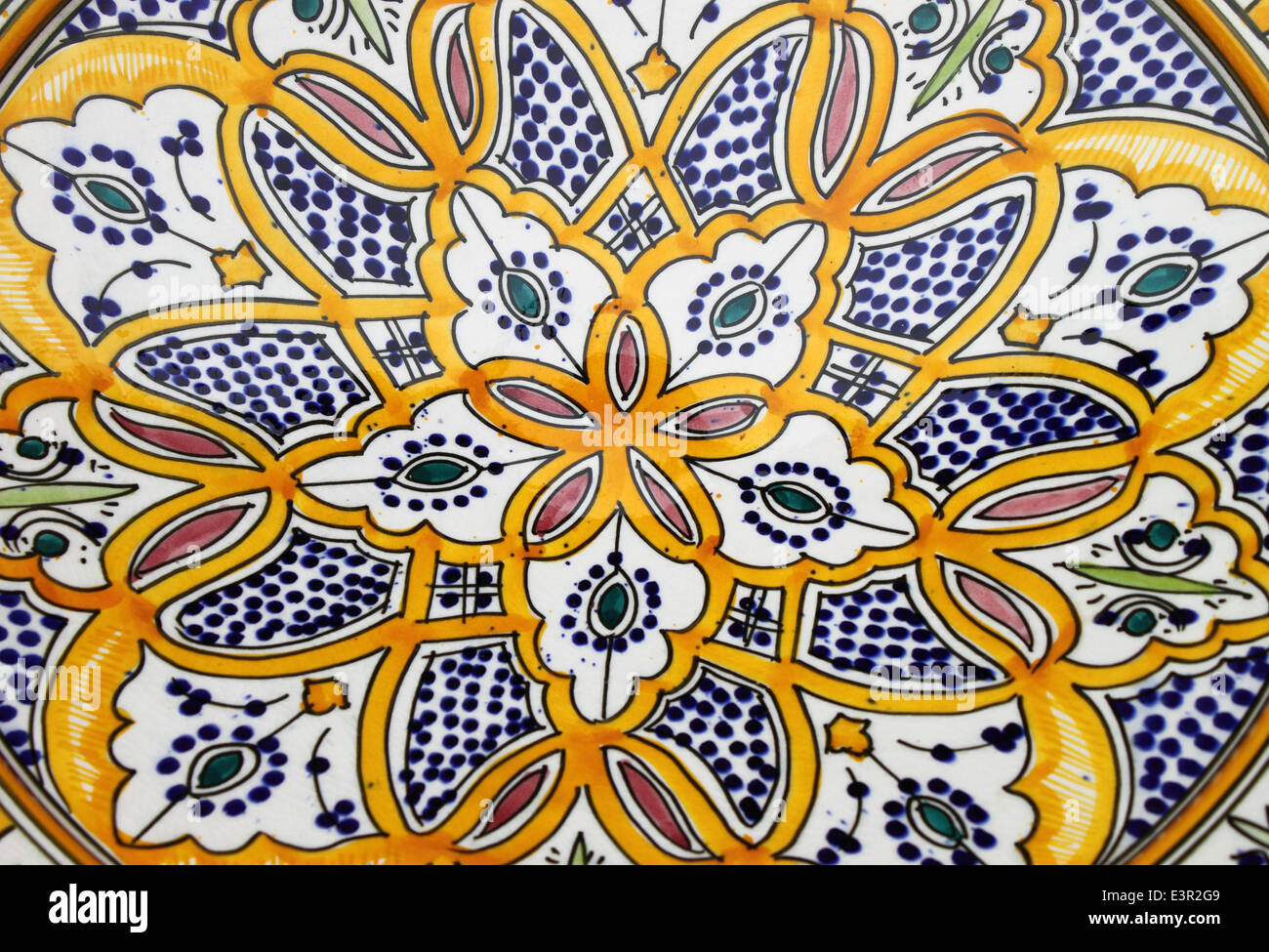 Primo piano di un tradizionale colorate ceramiche siciliane Foto Stock