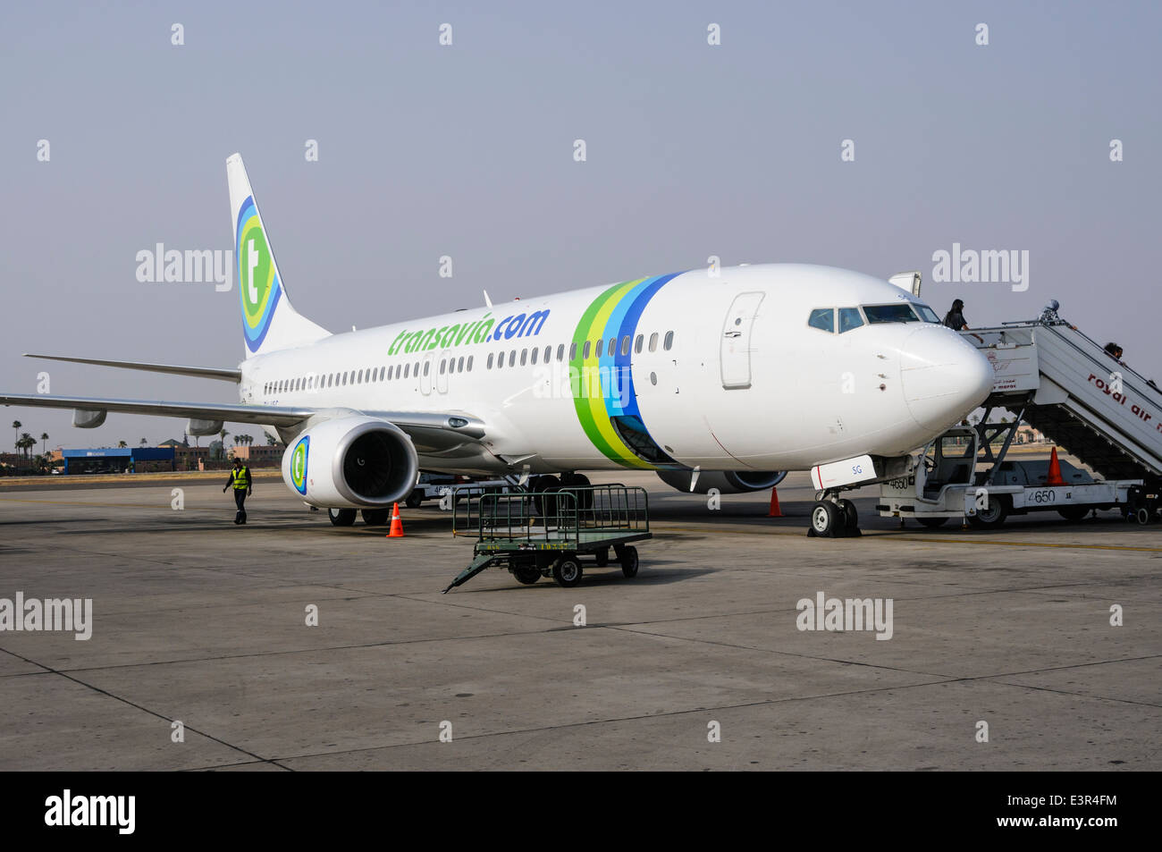 Bilancio olandese Transavia compagnia aereo a Marrakech International Airport Foto Stock