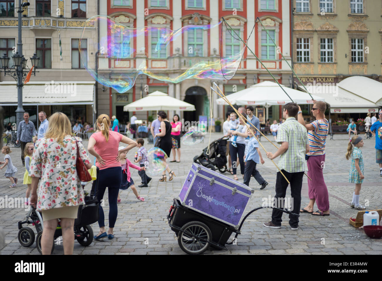 Wroclaw Vecchio Mercato in estate giornata di sole Foto Stock