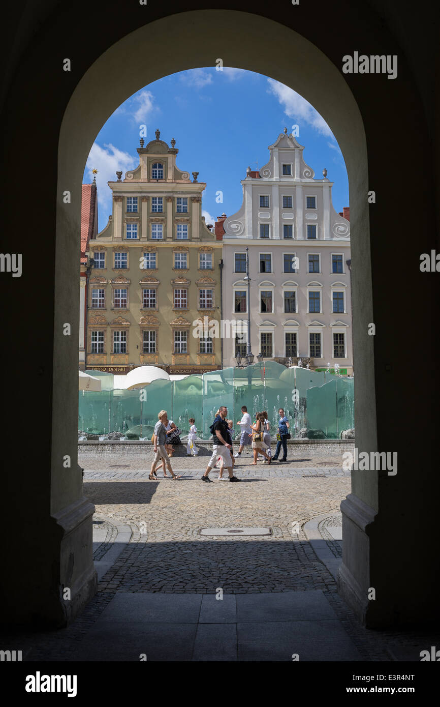 Wroclaw Vecchio Mercato in estate giornata di sole Foto Stock