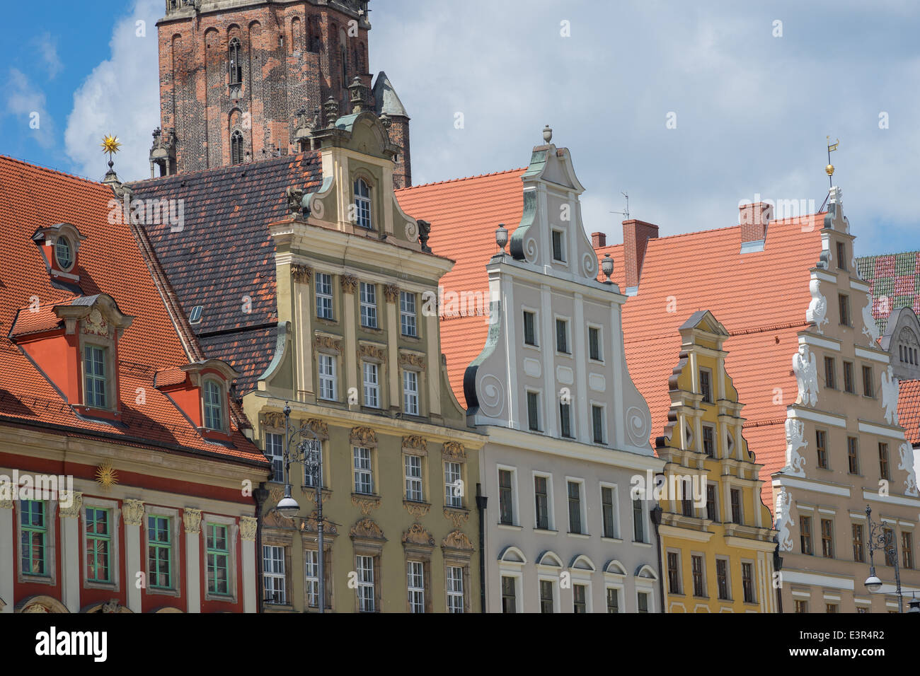 Wroclaw Vecchio Mercato in estate giornata di sole Foto Stock