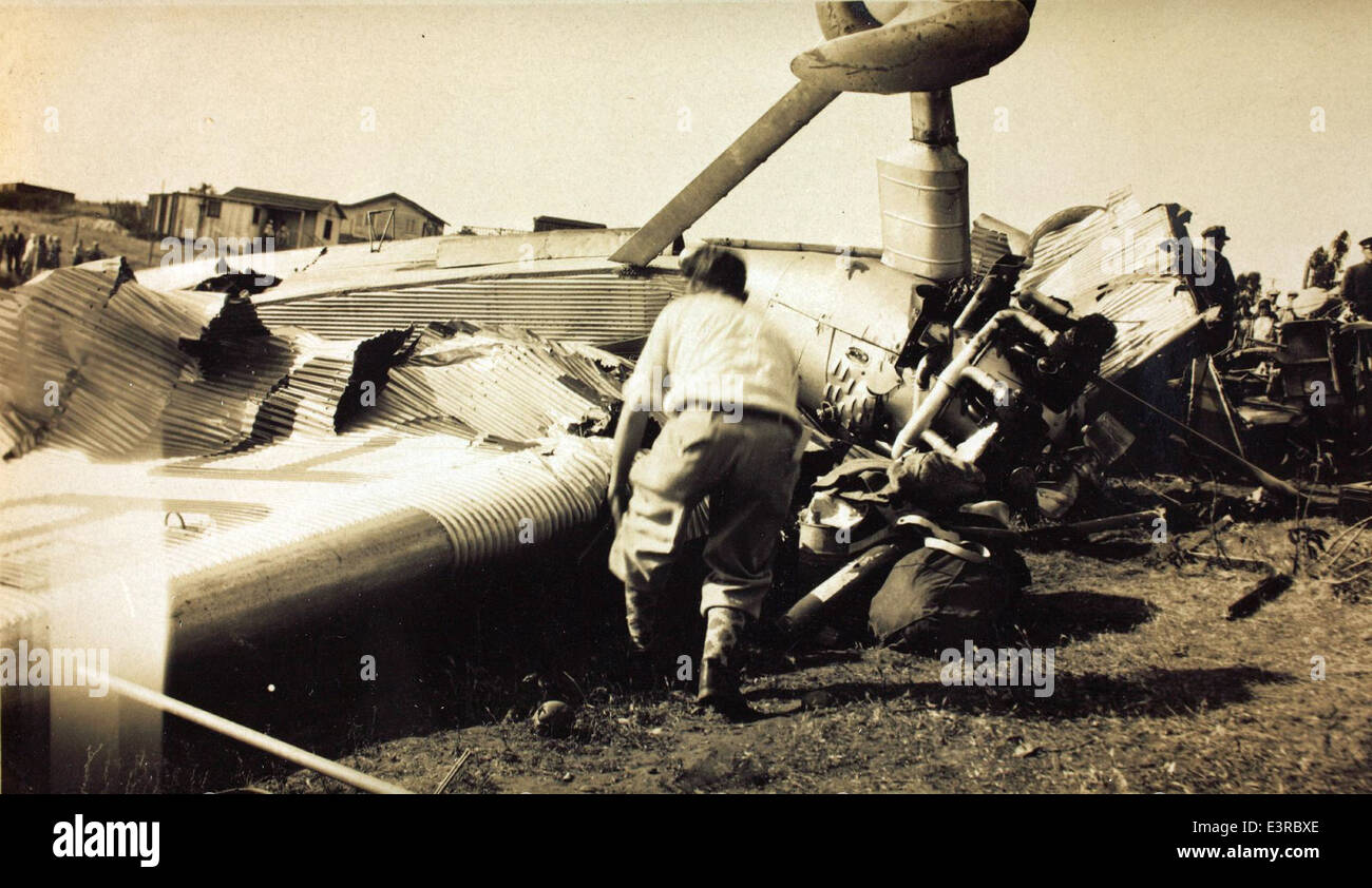 La Ford Trimotor Maddux fu coinvolta in un incidente mortale nel 1929. Registrato come NC9636, l'aereo era un modello Ford 5-AT-10, utilizzato dalla Maddux Airlines. Il motore radiale Pratt & Whitney Wasp dell'aereo alimentò i suoi voli, anche se l'incidente segnò un tragico momento nella storia dell'aviazione. L'incidente serve a ricordare i rischi di un viaggio aereo precoce. Foto Stock