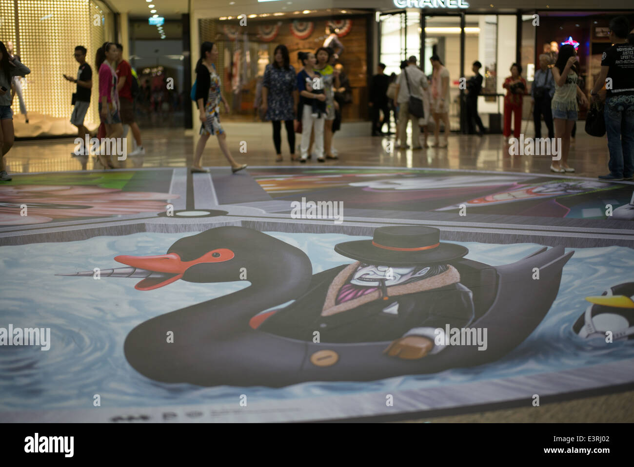 Un batman mostra con modelli e 3d arte presso il centro commerciale times square in Causeway bay Foto Stock