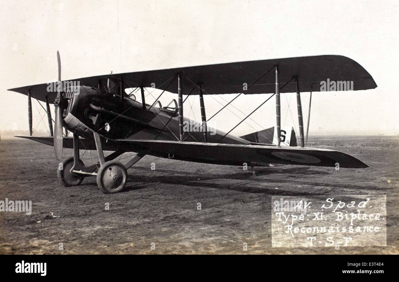 Lo SPAD XIII era un aereo da caccia francese utilizzato durante la prima guerra mondiale, rinomato per la sua velocità, durata e potenza di fuoco, divenne uno degli aerei di maggior successo e paura della guerra, in particolare nelle mani dei piloti alleati. Foto Stock