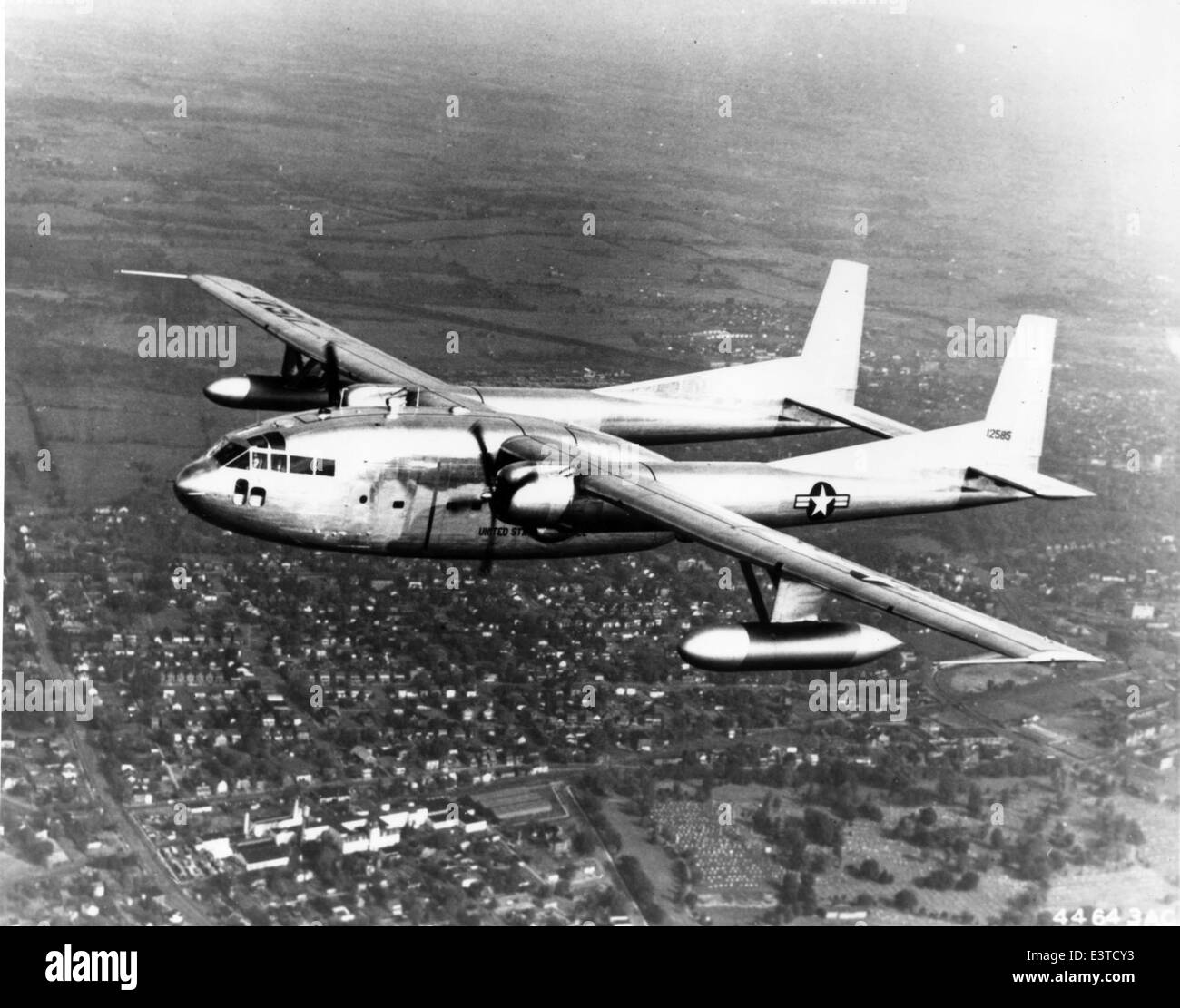 Il Fairchild C-119K Flying Boxcar, visto qui nel giugno 1970, era un aereo da trasporto militare utilizzato negli anni '1950 e '1960 Faceva parte delle missioni aeree e di rifornimento della U.S. Air Force durante la Guerra fredda. Foto Stock