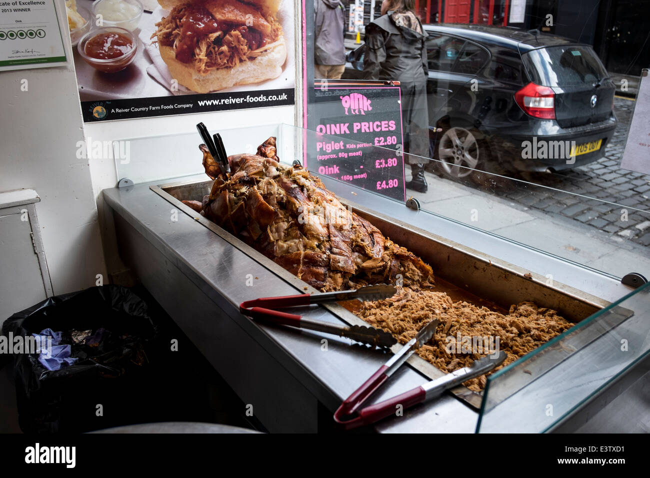 Deliziosa scozzese di arrosto di maiale. Oink. Victoria Street, Edimburgo, Scozia Foto Stock