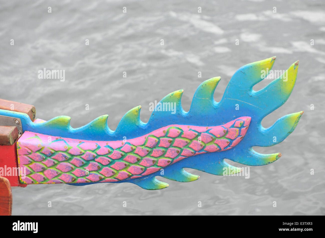 London Regatta Centre e Royal Docks, Londra, Regno Unito. Il 29 giugno 2014. La coda di una delle imbarcazioni presso il Dragon Boat Festival. Credito: Matteo Chattle/Alamy Live News Foto Stock