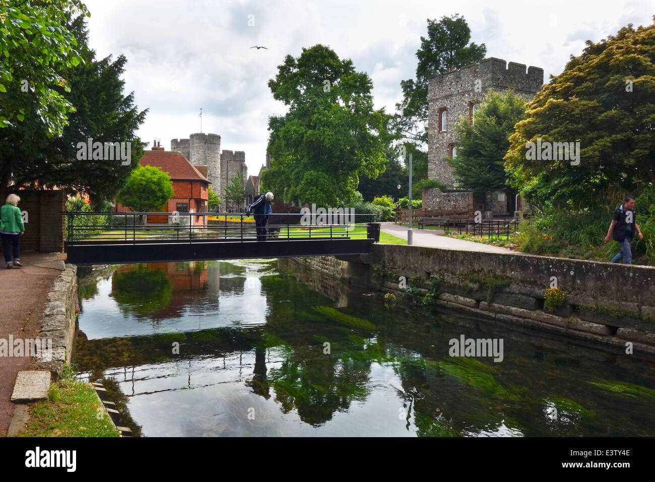 Westgate gardens Canterbury Grande Fiume Stour Foto Stock