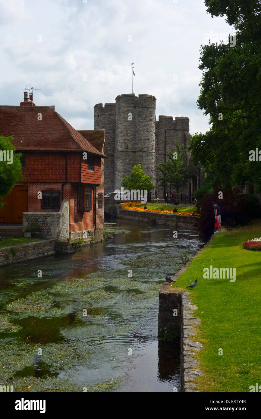 Westgate gardens Canterbury Grande Fiume Stour Foto Stock