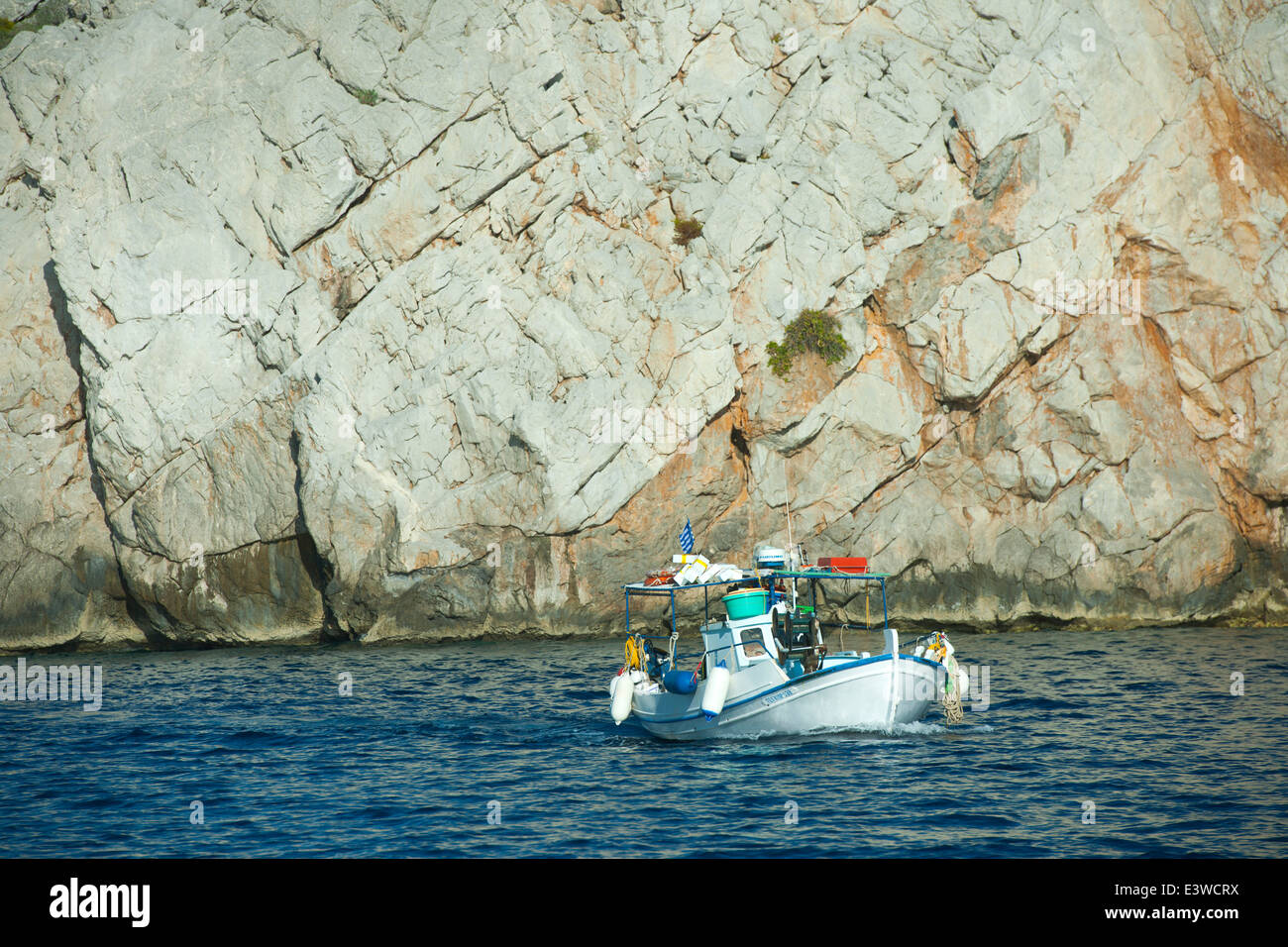 Griechenland, Symi, im Nordwesten der Insel, kleines Fischerboot Foto Stock