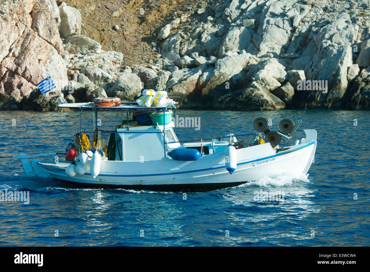 Griechenland, Symi, im Nordwesten der Insel, kleines Fischerboot Foto Stock