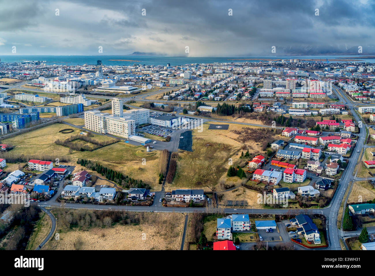 Vista aerea di Reykjavik, Islanda Foto Stock