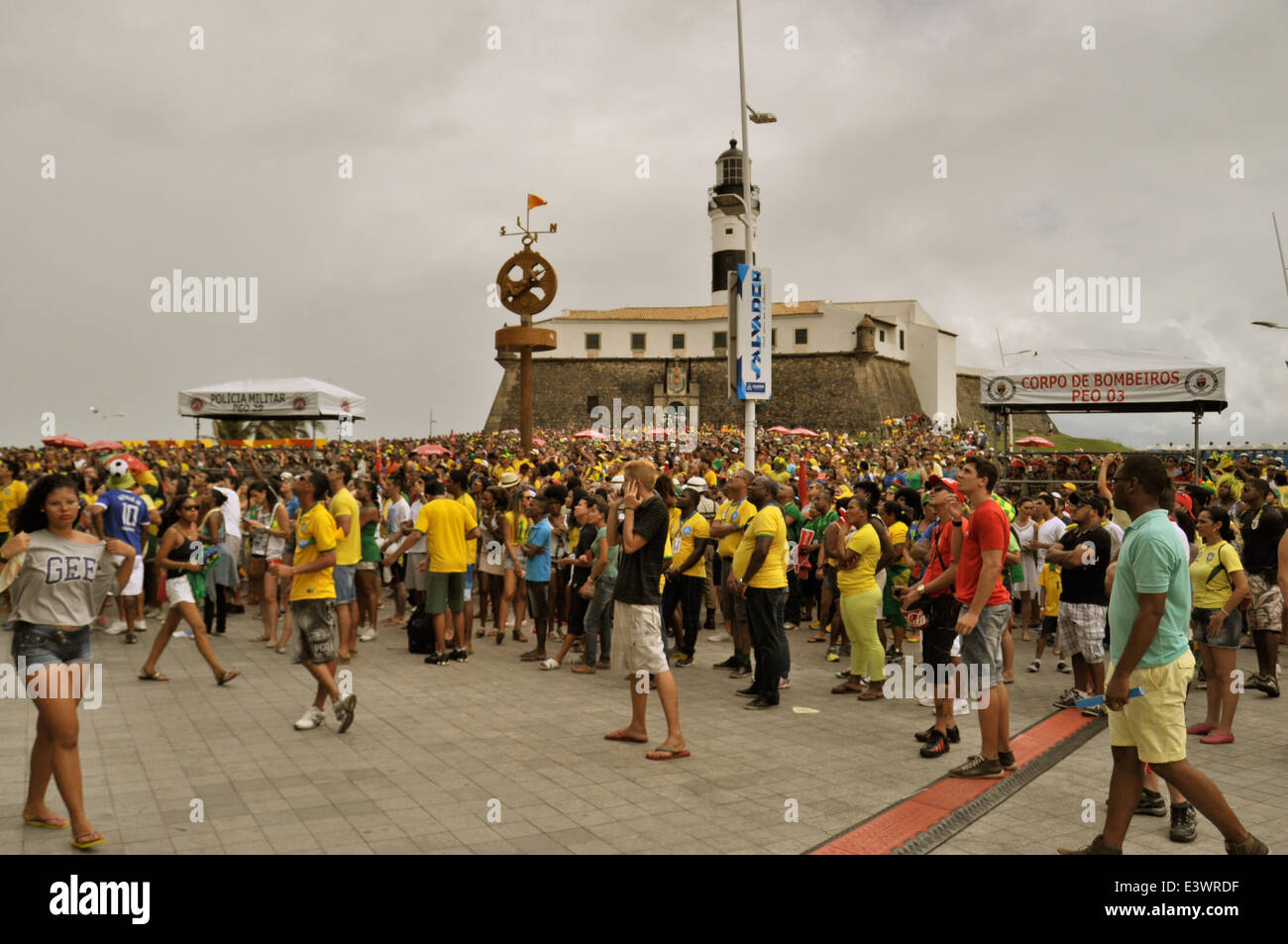 Fifa Fan Fest, Public Viewing, Brasilien vs. Cile, Barra, Salvador da Bahia, Brasilien. Solo uso editoriale. Foto Stock