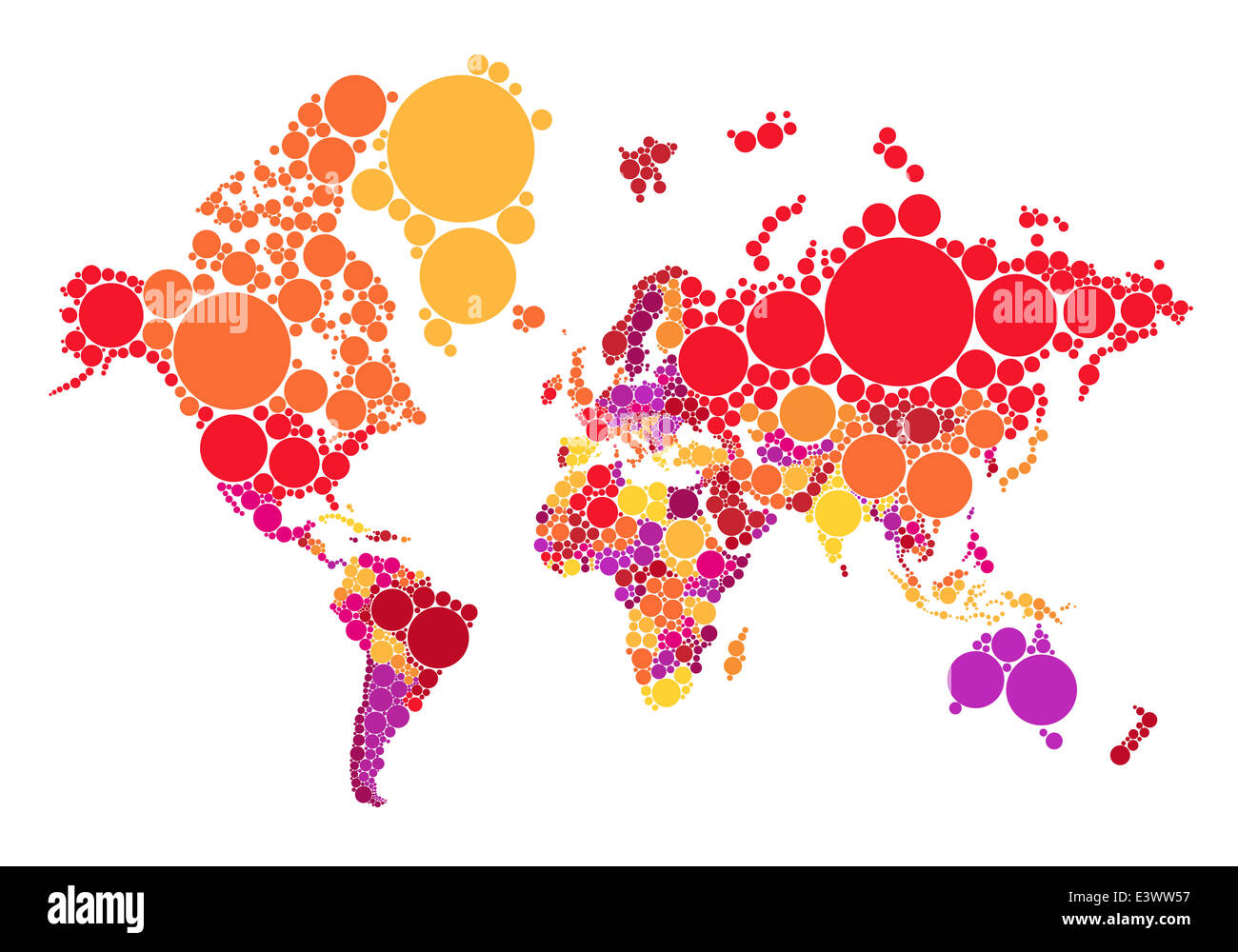 Abstract politico dot mappa del mondo con i paesi, illustrazione vettoriale mappa fonte nasa dominio pubblico Foto Stock