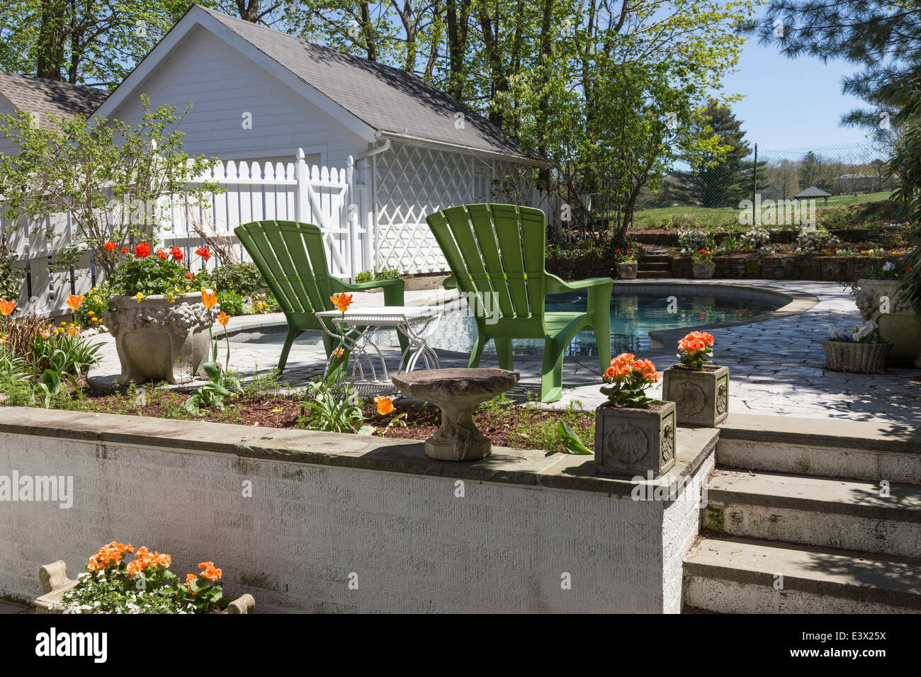 Casa residenziale Back Yard Piscina e terrazza, STATI UNITI D'AMERICA Foto Stock