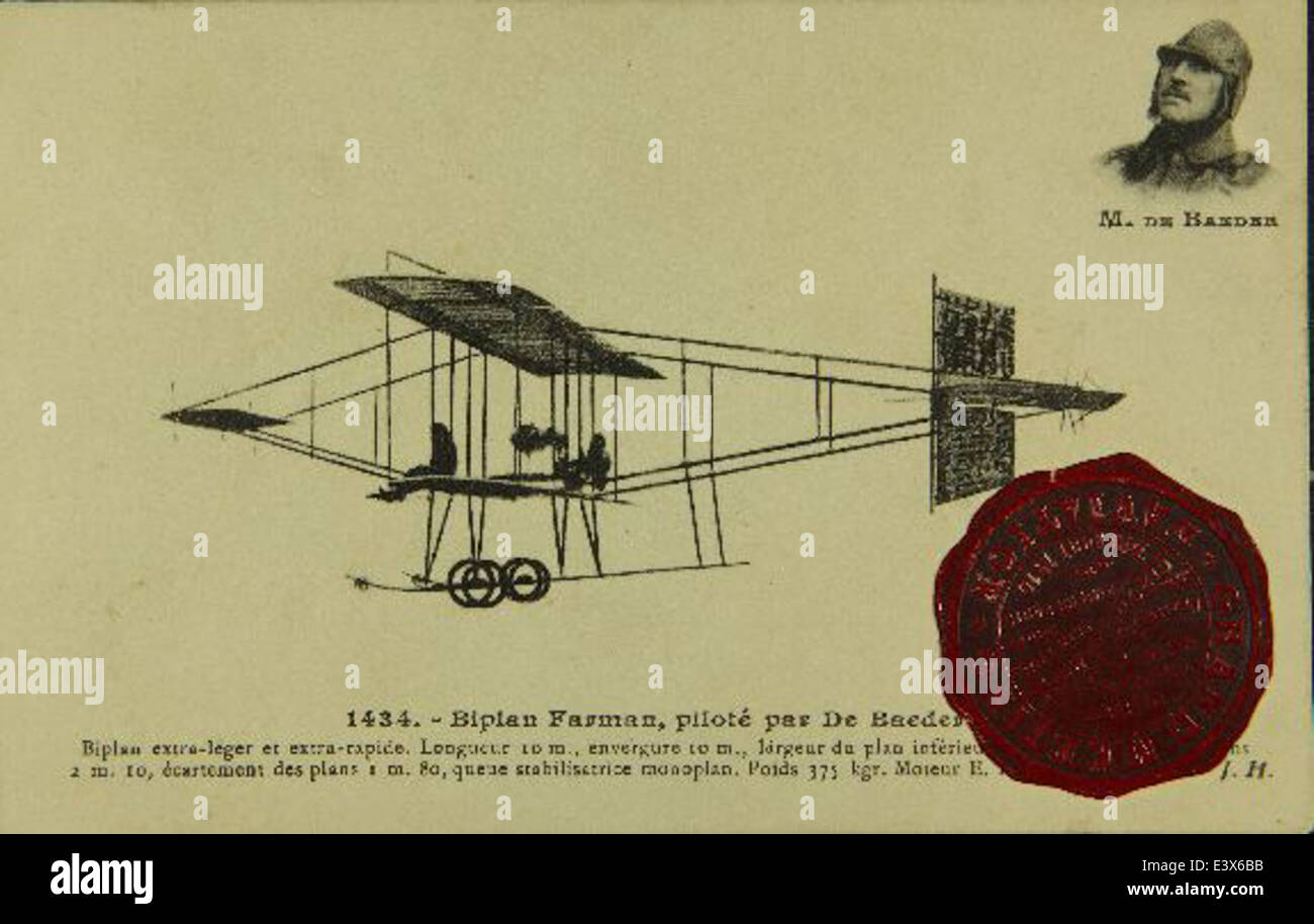 Il Farman 12 era un biplano francese utilizzato all'inizio del XX secolo per la ricognizione e il trasporto passeggeri. Fu un aereo importante nello sviluppo dell'aviazione durante il suo periodo, segnando significativi progressi nella progettazione dei biplani. Foto Stock