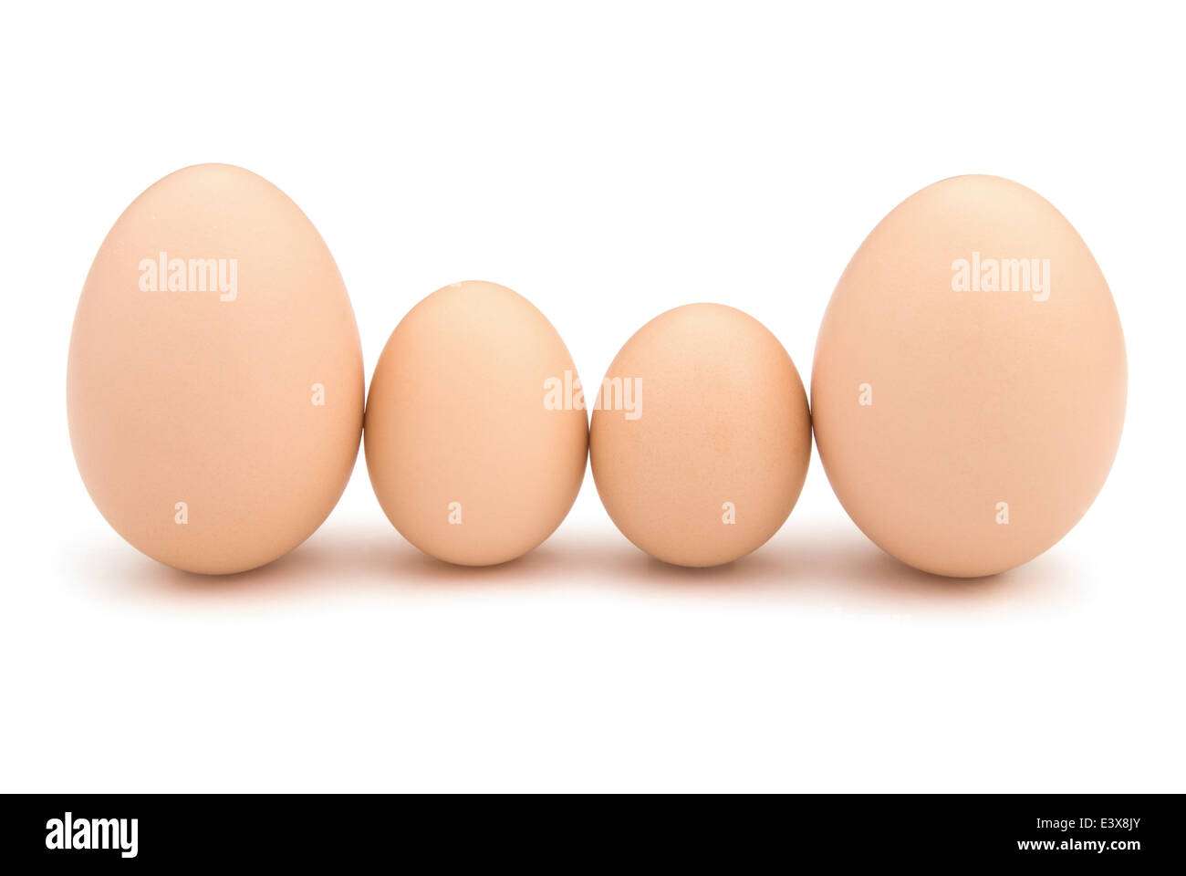 4 uova con tracciato di ritaglio Foto Stock