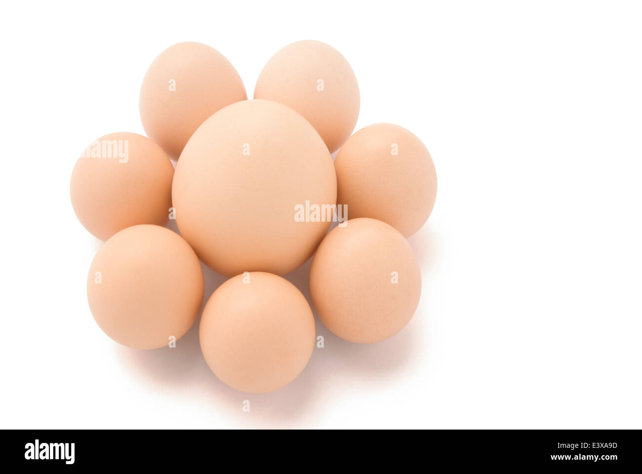 Grandi e piccole uova conformata come un fiore con tracciato di ritaglio Foto Stock