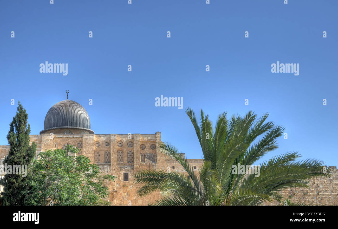 Israele, Gerusalemme, la Città Vecchia, la moschea Al Aqsa sul Monte del Tempio Foto Stock