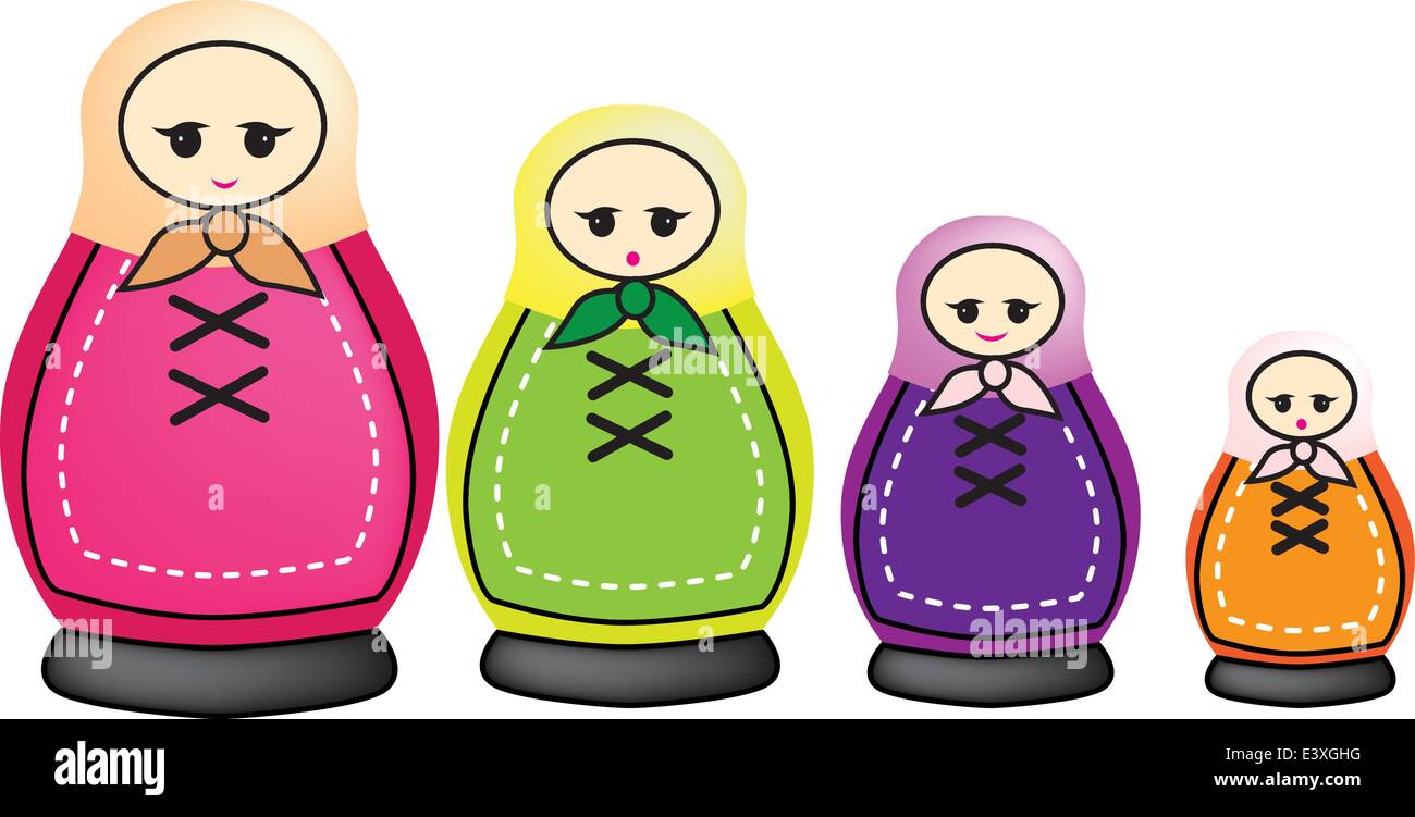 Illustrazione dei più piccoli e più piccoli le bambole russe Illustrazione Vettoriale