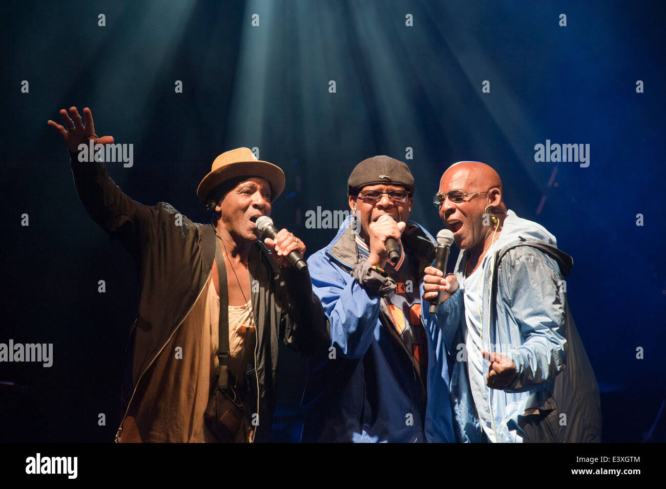 Racing da Newmarket Suffolk luglio corso. La cosa reale sul palco a Newmarket. Chris Amoo Dave Smith Eddie Amoo Foto Stock