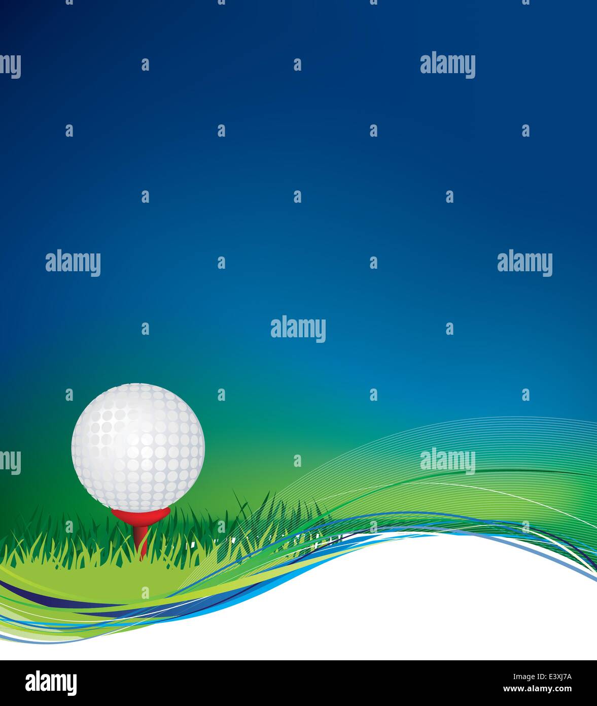 Pallina da golf su uno sfondo con spazio di messaggio utilizza la maglia di gradiente Illustrazione Vettoriale