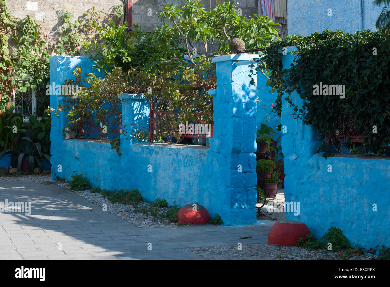 Griechenland, Rhodos-Stadt, Altstadt, blaues Haus in der Altstadt Foto Stock