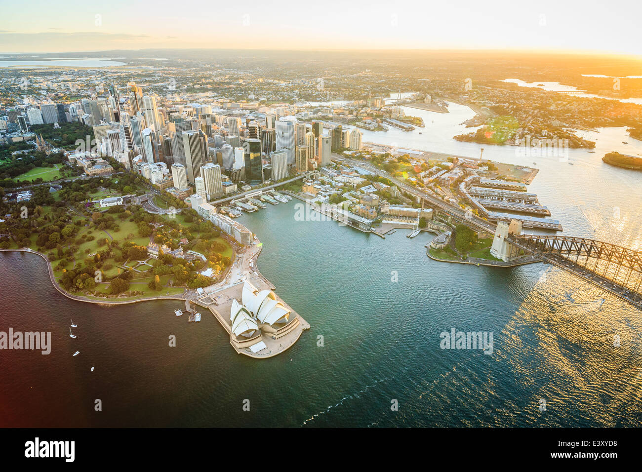 Vista aerea del paesaggio urbano di Sydney, Sydney, Nuovo Galles del Sud, Australia Foto Stock