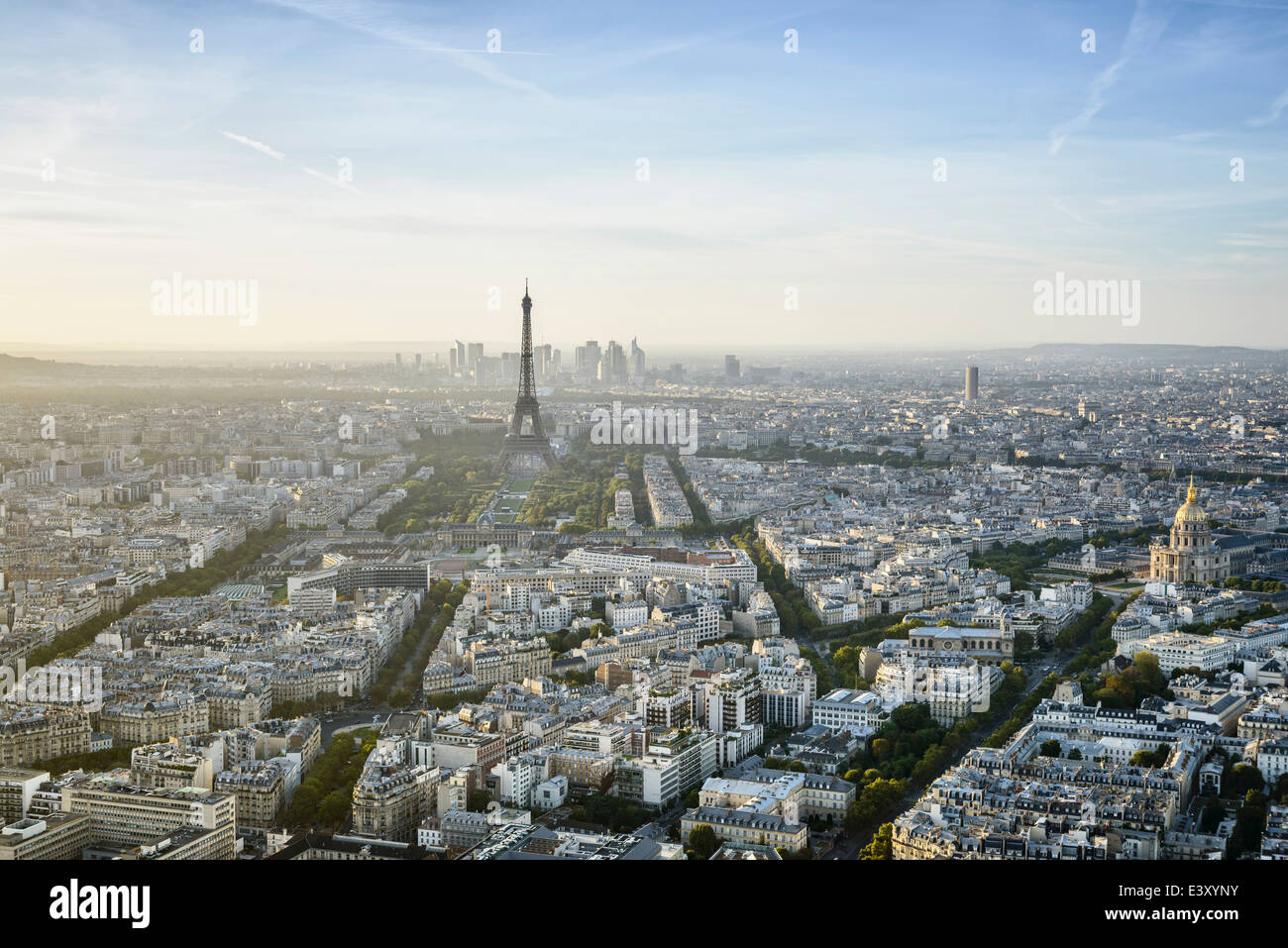 Vista aerea del paesaggio urbano di Parigi, Parigi, Ile de France, Francia Foto Stock