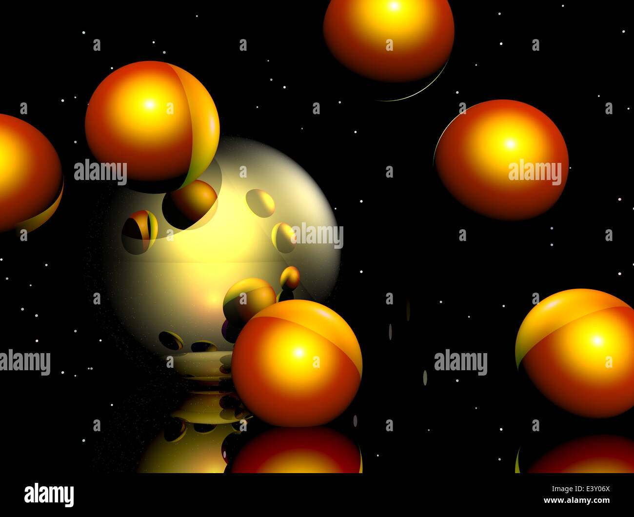Computer immagine generata di sfere trasparente su sfondo colorato Foto Stock