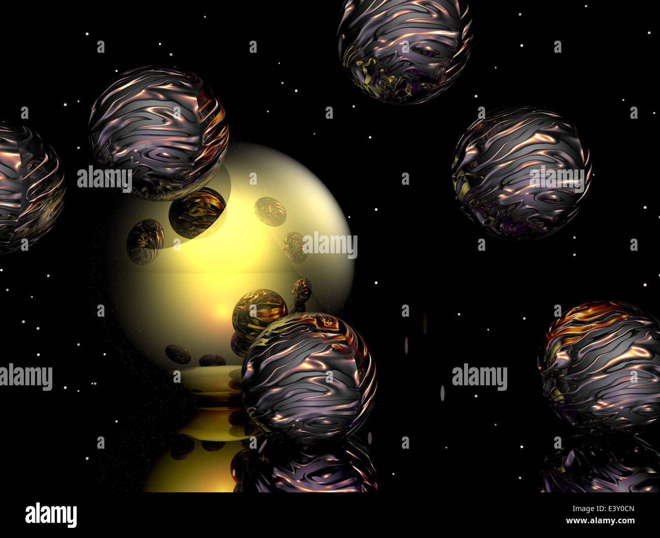 Computer immagine generata di sfere trasparente su sfondo colorato Foto Stock